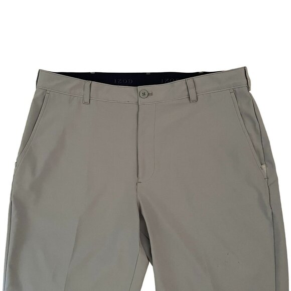 Izod Golf Pants Mens sz 36x30 Gray Flat Front Performance Trousers - Picture 5 of 9